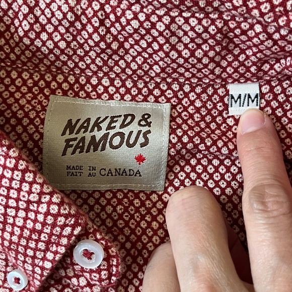 Naked & Famous Floral Button Down Long Sleeve Shirt - Men's Size M - Red - Picture 5 of 10